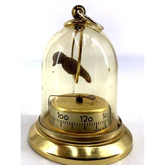 French Weather Station Bird Cage Domed Thermometer Vintage Hanging 3" Tall - Picture 4 of 7